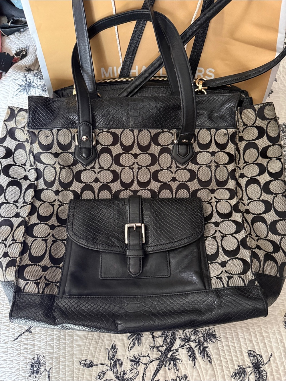 Coach large bag silver hardware